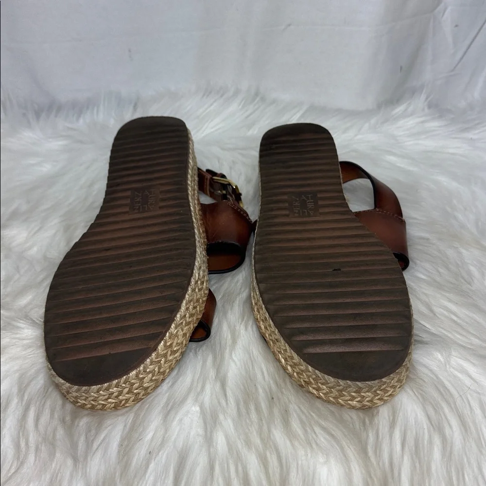 Naturalizer Patience Brown‎ Leather Women's Espadrille Platform Sandals Sz 6.5